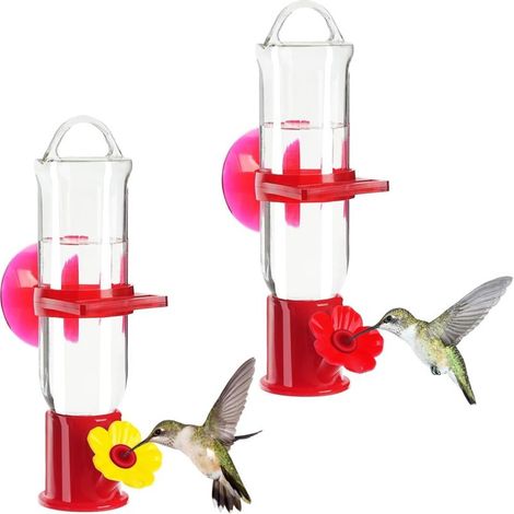Fenster-Vogelfutterhäuschen, 2er-Pack Mini-Kolibrifutterhäuschen zum Aufhängen im Freien, kleine für Gartendekoration, perfektes Geschenk für Vogelliebhaber (transparent)