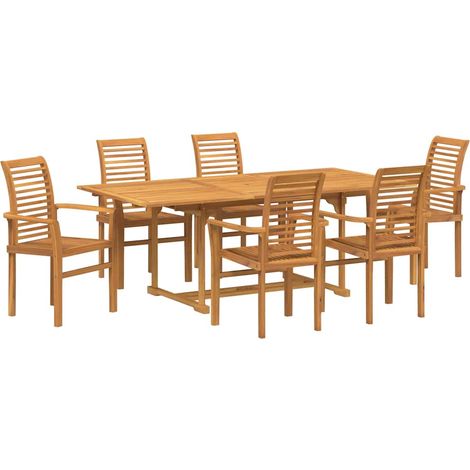 Maison Exclusive - Garten Essgruppe 7 pcs Braun Massivholz Teak