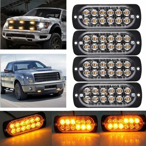 Feu stop stroboscopique de voiture à 12 LED - Barre lumineuse de véhicule 12V-24V - Gyrophare clignotant de sécurité pour voitures, véhicules utilitaires, bateaux, remorques, caravanes (1/5)