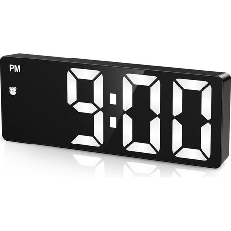 Digitaler Wecker, großes LED-Display, USB-/Batteriebetrieb, Digitaluhr mit Temperaturanzeige, Alarmerinnerung, Datumsanzeige, 3 Helligkeitsstufen, Sprachsteuerung