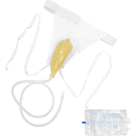 Une poche à urine portable adaptée aux patients âgés alités, d'une capacité de 1000 ml, pour la collecte et l'évacuation de l'urine. (1/5)