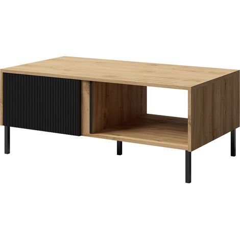 AX LIVING Couchtisch Modern Mikasso – 110 cm Breite, Eiche/Schwarz