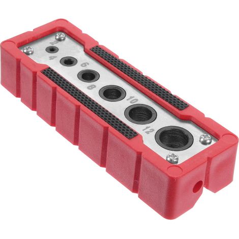 JSSEVN - Localizador de brocas de ABS y hierro para madera, herramienta de guía precisa para perforar tableros en fábricas y obras de construcción, accesorio multifuncional, rojo (1/5)