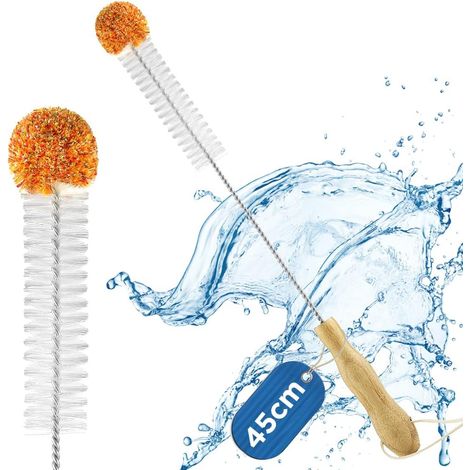 Goupillon Bouteille 45cm Ecouvillon Bouteille, Brosse Bouteille avec Tête en Laine Doux et sans Rayures, Brosse de Nettoyage de Bouteilles pour Sodastream, Décanteur, Bouteilles d'eau- 1 Pinceau (1/5)