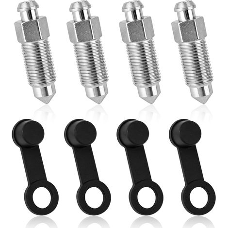 4 Vis Purge Freins Auto M10x1,0-35,4mm et 4 Bouchons Purge, Vis de Purge de Freins Auto avec Capuchon Anti-Poussière, Vis Rechange Indispensable pour Étriers Freins Auto (1/5)
