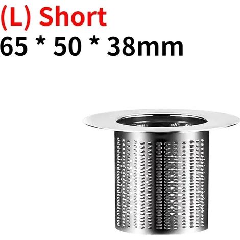 (L) Short-1PC) Stainless Steel Floor Drain Filter Bathroom Washbasin Kitchen Sink Anti-clog Filter Hair Catcher Enduring Shower Leak Net (1/4)