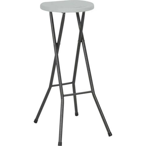 Tabouret haut pliable polyéthylène blanc Nesly - Lot de 2 (1/3)