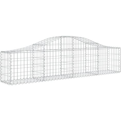 Cerca de jaula de gaviones muro de contención arqueado 200 x 30 x 40/60 cm hierro galvanizado Plata 020040012