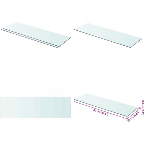 Panneaux d'étagère 2 pcs Verre Transparent 80 x 25 cm - Etagere Murale - Étagère Verre - Rangement Mural - Décoration Murale - Support Étagère - Home & Living (1/5)