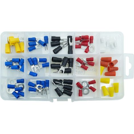 TrAdE Shop Traesio - Set 125 Capicorda Connettori Innesto Terminali Elettrici Preisolati 125 Pezzi Pz - (1/3)