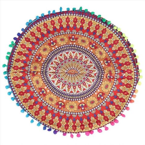Housse de coussin ronde bohème mandala indien n° 13 (1/5)