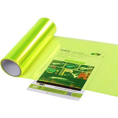 1x Autocollant vinyle, film teinté phare, jaune fluorescent, 30x60cm, pour voiture, vélo (1/3)