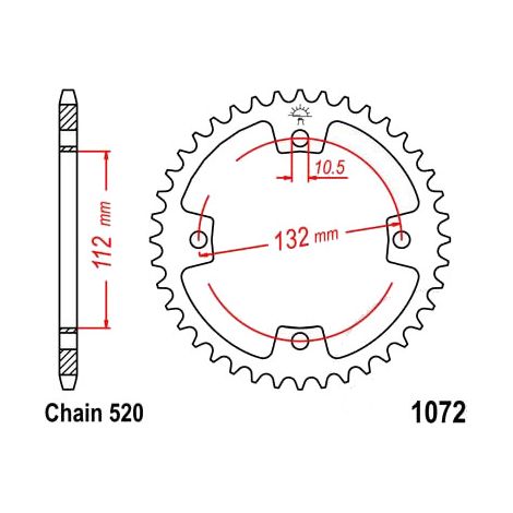 Esjot 50-32116-36, pignone posteriore in acciaio 520/36z per Arctic Cat / Kymco / TGB