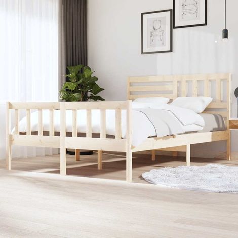 Lit adulte Contemporain Cadre de lit Bois massif 140x200 cm 10717 (1/5)