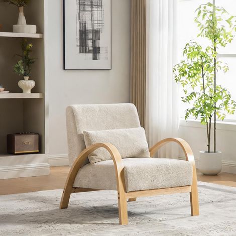 Fauteuil beige en chenille 82 x 70 x 83,5 cm (1/5)