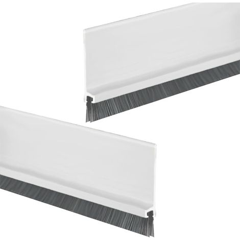 (Weiß) Untere Türdichtung, wind- und schalldicht, 52 mm x 2 m, mit weicher Bürste. (1/5)