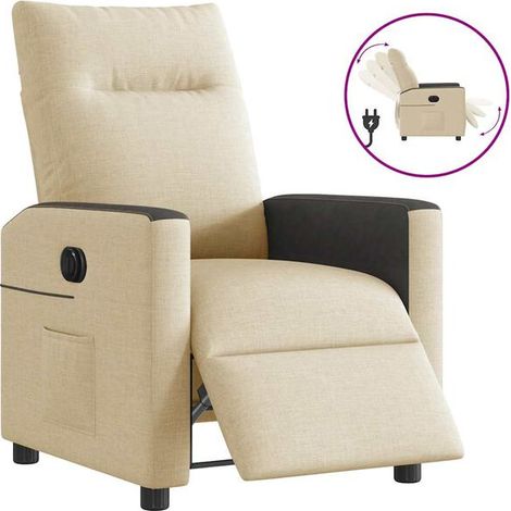 Chaise inclinable électrique en tissu beige – Fauteuil relax motorisé avec dossier et repose-pieds réglables, confort ergonomique, idéal pour salon ou bureau (1/5)