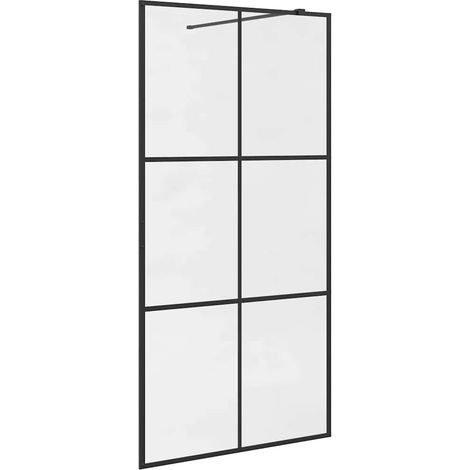 Paroi de douche,Paroi pour baignoire avec verre ESG transparent 100x195 cm Noir -Q5160 (1/5)