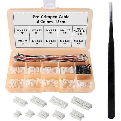 Connecteurs au pas de 1,25 mm et câbles pré-sertis, compatibles avec JST Molex PicoBlade, câble pré-serti de 15 cm et 1,25 mm