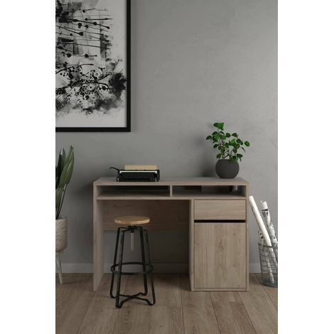 Dmora - Escritorio Abbadu, Escritorio multiusos, Mesa de oficina para PC, El plan de trabajo, 110x48 h77 cm, Roble (1/5)