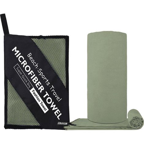 Serviette en Microfibre Séchage Rapide 76x152 cm – Serviette de Sport Double Face pour Yoga, Natation et Fitness – Accessoire Portable Absorbant, Vert Armée