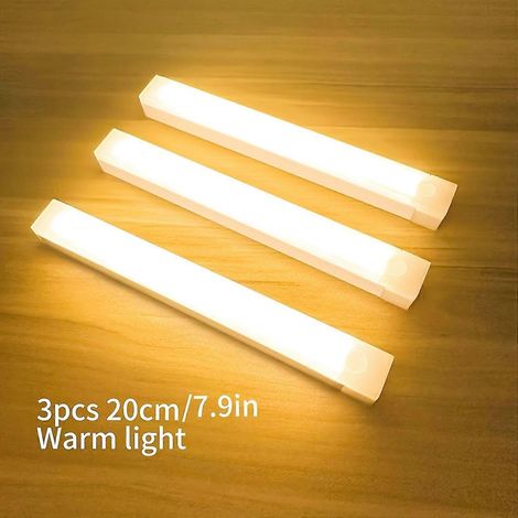 Luz nocturna LED con sensor de movimiento, recargable por USB, magnética adhesiva, paquete de 3 para pasillo, armario y escaleras. (1/5)