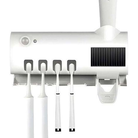 Stérilisateur de brosse à dents intelligent, porte-brosse à dents domestique avec distributeur de dentifrice, facile à installer, blanc (1/4)