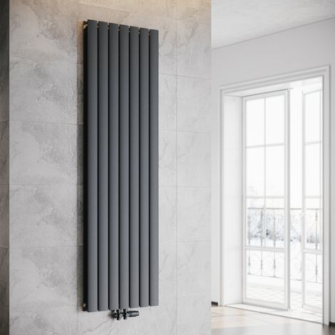 ELEGANT Heizkörper Flach Heizkörper Design Paneelheizkörper wohnzimmer Badheizkörper Vertikal Doppelt Heizkoerper mit Heizventil 1800 x 539 mm Antrazit (1/5)