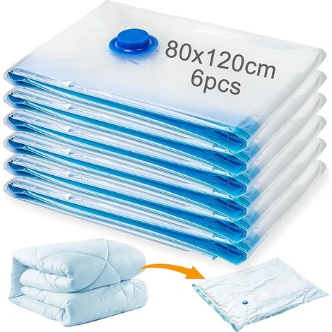 Vacuum Bag for Clothing Vacuum Cleaner Travel 120 x 80 cm Reusable Compression Storage Bag for Clothes and Duvets Dust-Proof Storage Space Saving 6 Pieces (1/5)