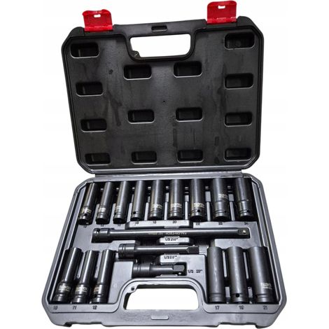 Coffret de douilles à choc 10-24, rallonge 1/2", 75, 125, 250 mm