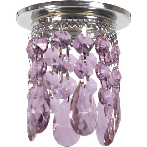 Spot encastré rond chromé cristaux violets MR16 50W Candellux
