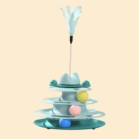 Interactive Cat Toy, Cat Game, Sensory Stimulation, 4 Levels, Balls, Easy to Assemble, Interactive Tower, Non-Slip, Attractive Design (1/3)