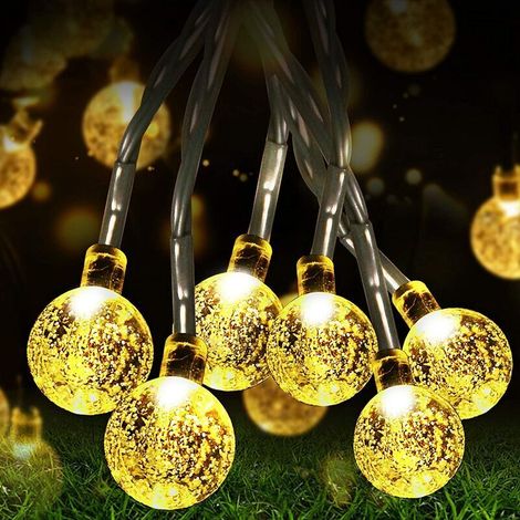 AMXCNOY Solar-Lichterkette für den Außenbereich mit 30 LEDs, 9,8 m, 8 Beleuchtungsmodi, IP44 wasserdicht, für Garten, Bäume, Terrasse, Weihnachten, Hochzeiten und Partys (Warmweiß) (1/4)