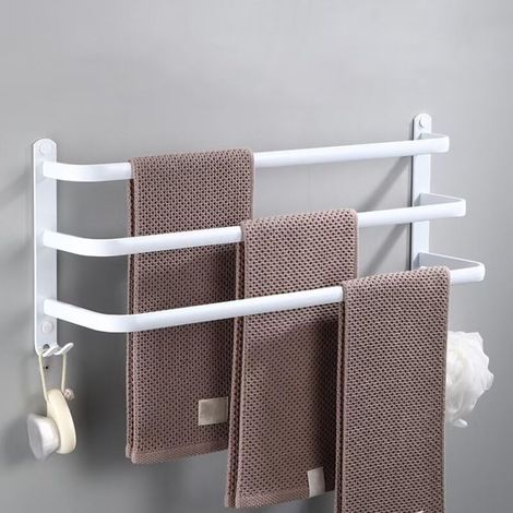 Porte-serviettes mural en aluminium avec crochet pour salle de bain, idéal pour la cuisine, la salle de bain ou l'hôtel (40 cm) (1/5)