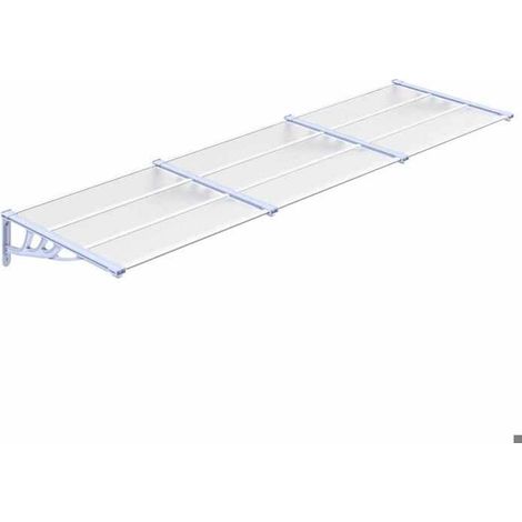 Auvent de porte - FAFEICY - 153694 - Gris et transparent - Polycarbonate - 297,5x90x27,5 cm (1/5)