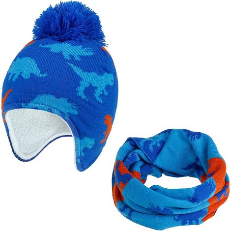 2-in-1 Kindermütze und Schal, Wintermütze mit dickem, warmem Fleecefutter, Strickmütze und Halswärmer, Thermomütze mit elastischem Einsatz für Babys und Mädchen (Größe M) (1/5)