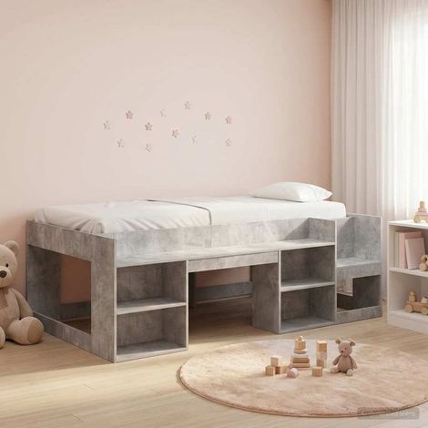 vidaXL Kinderbettgestell mit Stauraum Betongrau 98,5 x 200 cm (1/5)