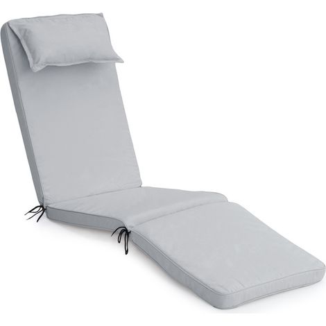 Gardenista Cuscino per lettino prendisole da esterno, cuscino per sedile resistente all'acqua per sedia a sdraio reclinabile con poggiatesta e rivestimento con cerniera rimovibile, Grigio (1/5)