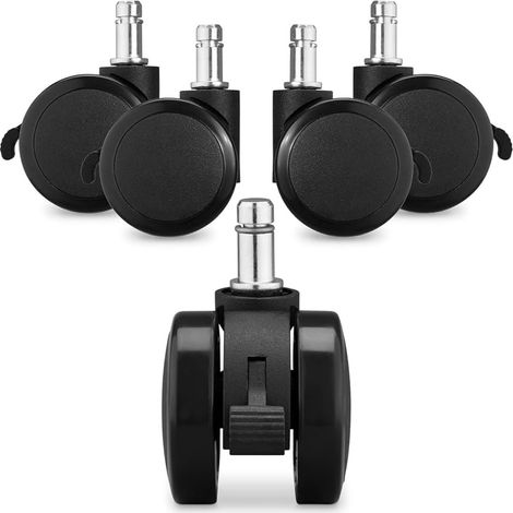 Ruedas giratorias de goma TG66800 para muebles, para sillones y armarios, juego de 5 unidades, color negro. (1/5)