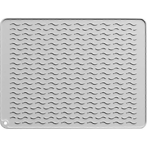 Tapis égouttoir à vaisselle en silicone - Résistant à la chaleur, pliable et antidérapant, idéal pour égoutter la vaisselle sur le plan de travail ou dans l'évier. (1/5)