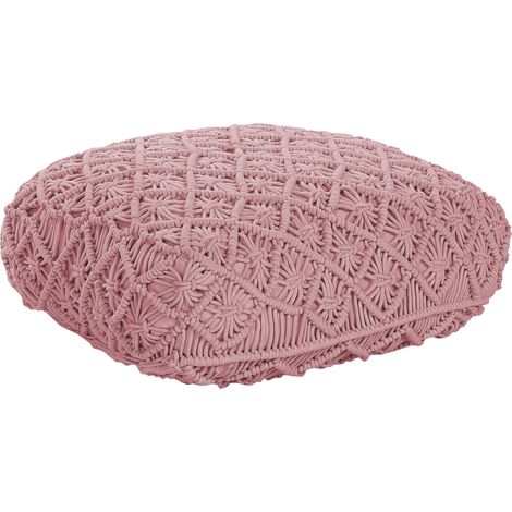 Pouffe Macramé BERRECHID Cotton Pink