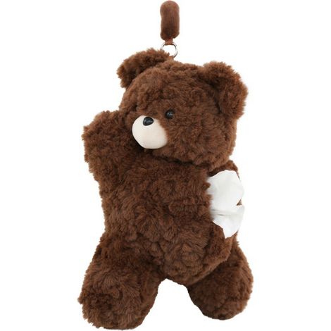 Boîte à mouchoirs suspendue auto, ours couché peluche, café foncé (1/5)