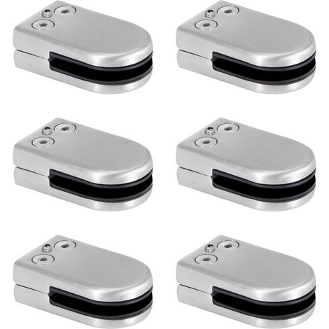 Abrazaderas para vidrio, abrazaderas de acero inoxidable para vidrio, soportes de sujeción de vidrio de 6-12 mm, clip de vidrio ajustable, conexión trasera plana para barandilla, escalera, pasamanos, (1/5)