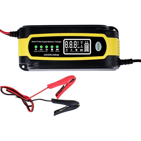 Chargeur Batterie Voiture 12V 10Amp Chargeur Auto/Moto avec Fonction Réparation Impulsions, Adapté pour Bateaux et Véhicules (1/5)