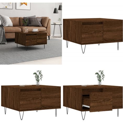 Table basse chêne marron 55x55x36,5 cm bois d'ingénierie - Table Basse - Meuble Salon - Table D'appoint - Table Côté Canapé - Design Moderne - Home & Living (1/5)