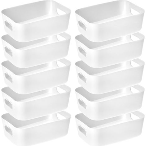 10 Boîte de rangement, poignée intégrée, plastique PP, empilable, maison bureau école