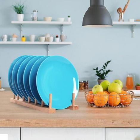 Lot de 2 égouttoirs à vaisselle en bois, 2 tailles, pour placards et rangements. Porte-assiettes, support pour couvercles, (1/5)