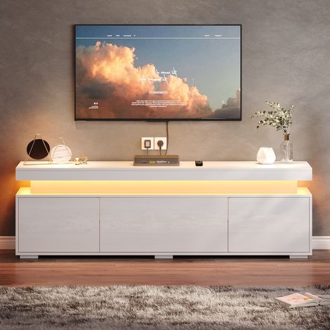 Armoire de salon de 150×35×43 cm. Support pour téléviseur indépendant. Armoire à rangement avec 3 portes. Meuble basique, en bois de planche de bois. Espace de rangement intérieur. Design simple. De c (1/5)