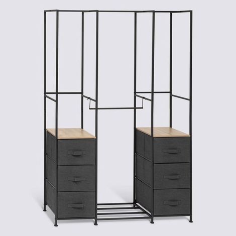 Penderie avec 2 étagères et 6 tiroirs Gris - Longueur 116 x Profondeur 40 x Hauteur 176 cm (1/5)
