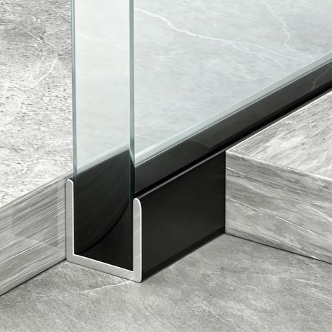 Profilé en U pour porte de douche verre 1/4", 3/8", 2/5" et 1/2" (1/5)